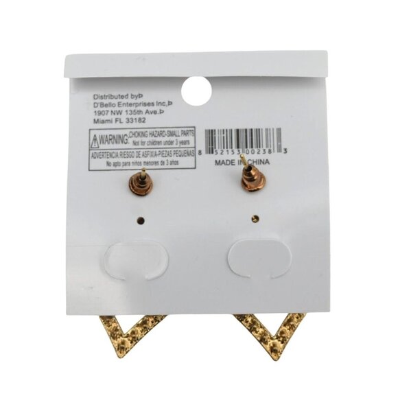 Gold Tone Open Heart Rhinestone Dangle Earrings DBella - Picture 2 of 2